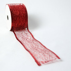 Fita De Natal Vermelha Rendada Com Brilho 6,3cm X 9,14m | For